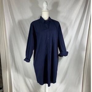 Gap Womens Navy Blue Cotton Roll Sleeve Shirt Dress XL 941884-01 Spring 2014